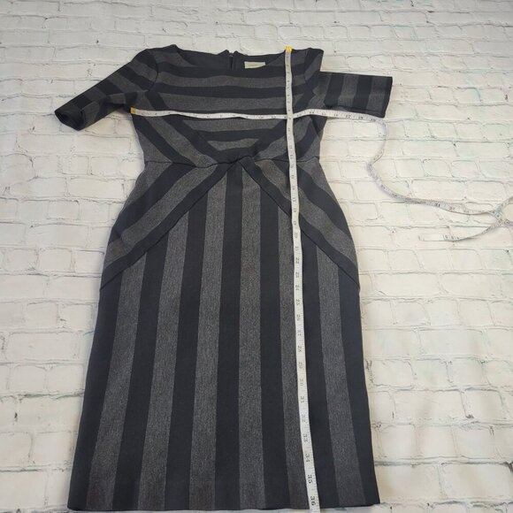 Maeve Anthropology Dress Gray Black Slimming Stripe Pencil Office Party size 6 - Picture 4 of 13